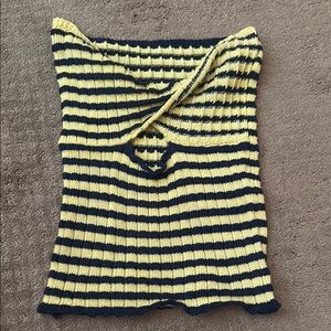 Yellow and Navy Striped Tube Top
